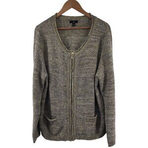 Ellos Full Zip Sparkle Knit Cardigan Sweater Jacket 1X